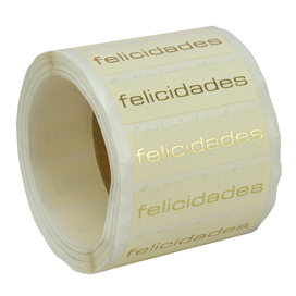 Et Felicidades Blanca/ oro  50 x 15 mm