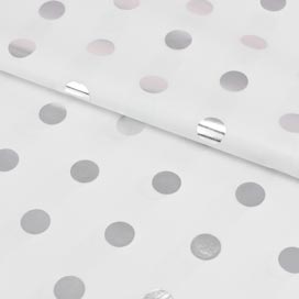 PAPEL SEDA BLANCO TOPOS PLATA (100 hojas)