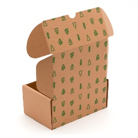 Caja postal plus 15 x 10 x 7 cm con impresión de abetos Navidad