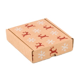 CAJA POSTAL13X15,5X4 IMPRESA NAVIDAD RENOS Y NIEVE