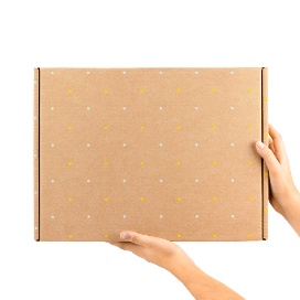CAJA POSTAL 41,7X32,4X9,8 TOPOS BLANCO Y AMARILLO